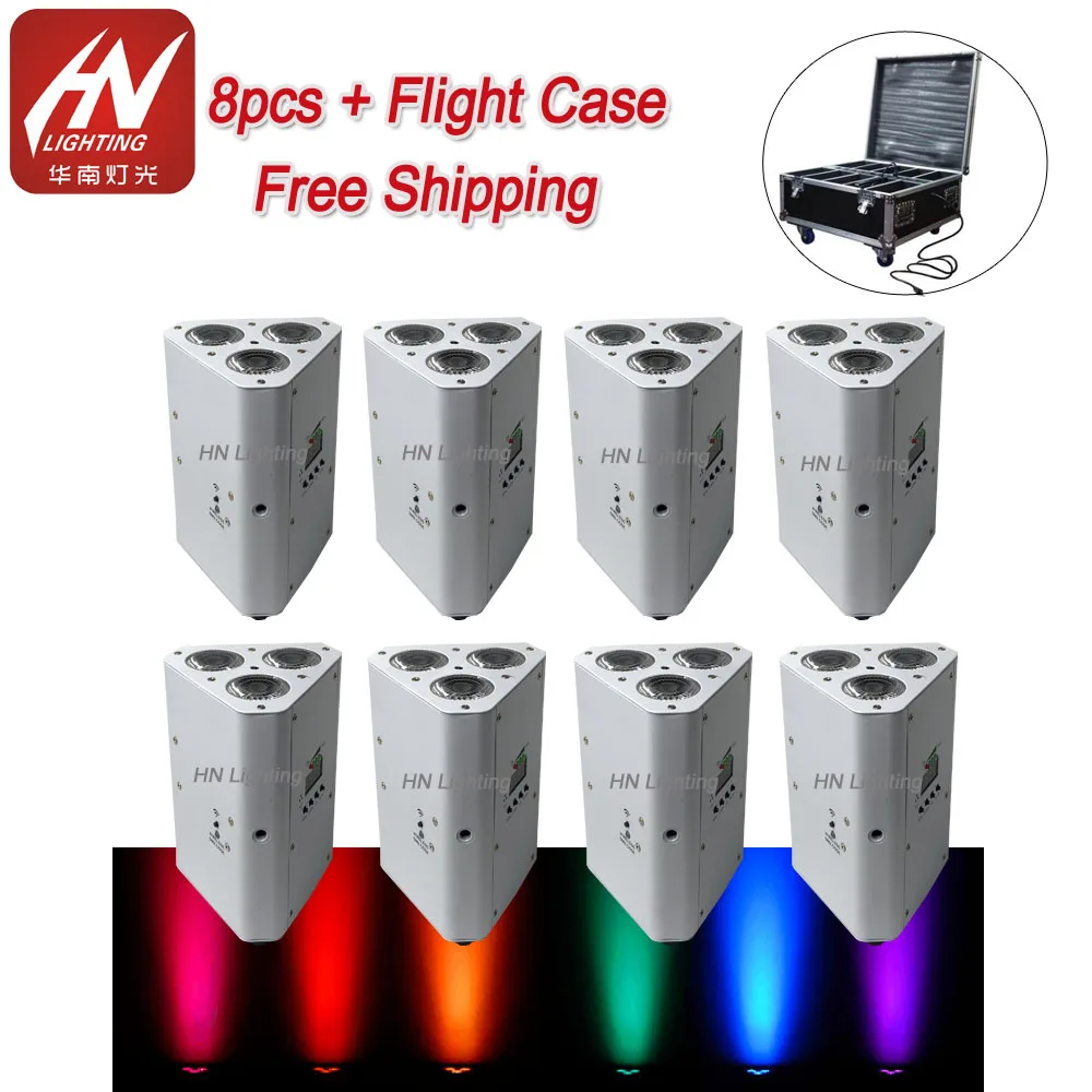 4 шт. DJ Клин батарея управляемая светодиодная Беспроводной dmx 3*18 Вт RGBWA УФ 6in1 DMX512
