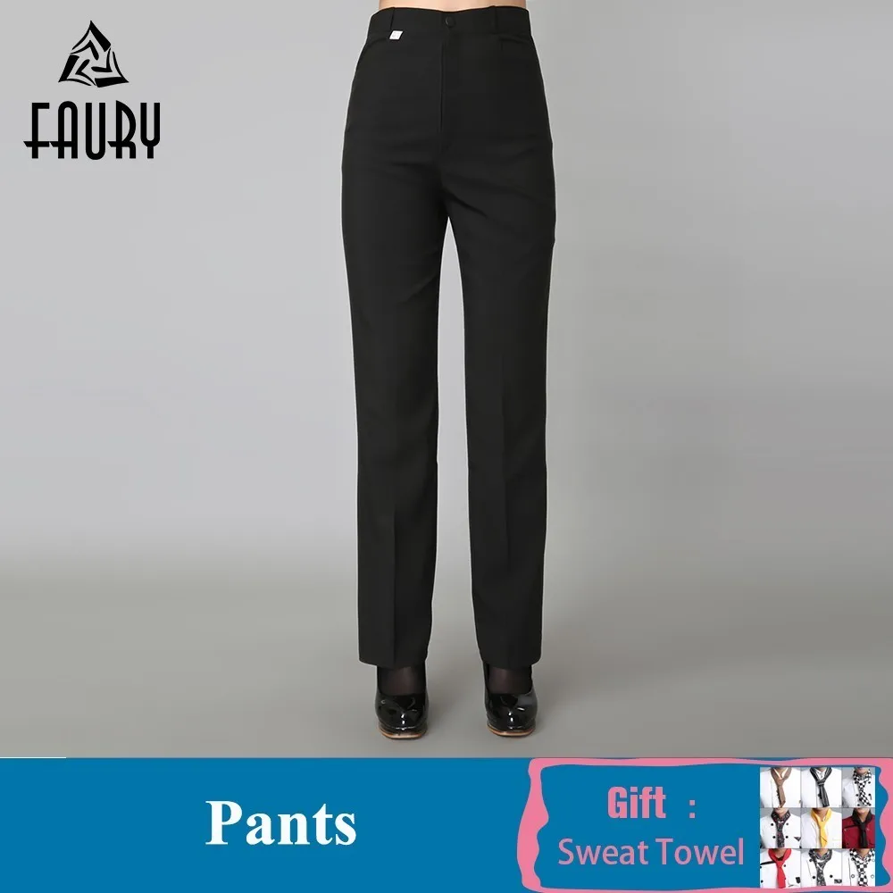 Женские черные рабочие Брюки с карманами деловой костюм брюки Ресторан