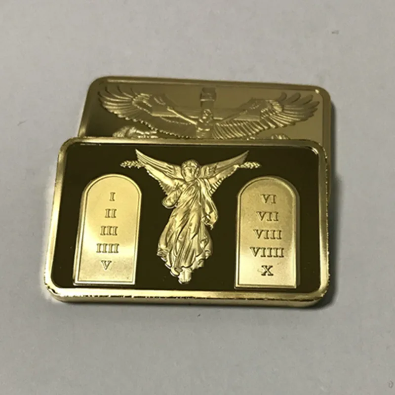 50 шт в наборе Немагнитный Иисус заповеди монета 1 OZ 24K покрыло покрытием слиток