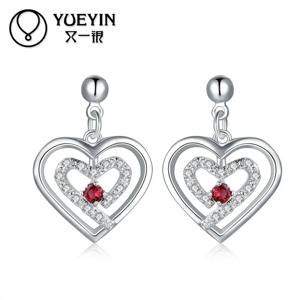 2014 New supplies 925 heart earrings fashion Brand bijoux With CZ Crystals | Украшения и аксессуары