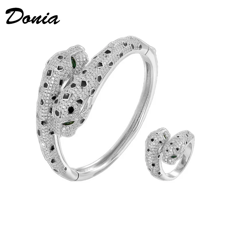 

Donia jewelry Domineering personality copper microinlaid AAA zircon double-headed leopard bracelet opening animal female jewelry