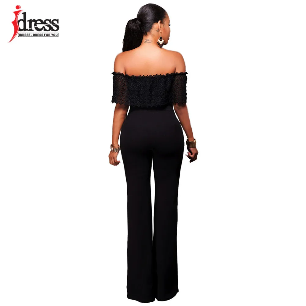Женский латексный комбинезон IDress черный свободный топ с вырезом лодочкой и
