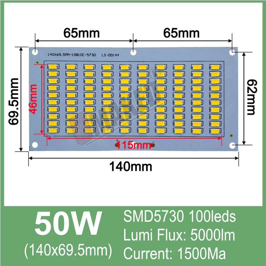 140x70mm 50 Вт Светодиодный прожектор PCB плата SMD5054/2835/5730 светодиодный Алюминий ручка с пластинчатым основанием, теплый белый/белый Светодиодный прожектор источник - Испускаемый цвет: 140x70mm
