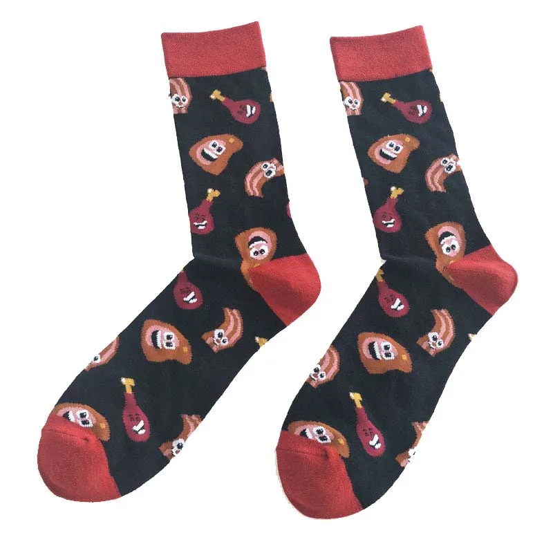 

[WPLOIKJD]Creative Painting Funny Socks Cotton Happy Crew Socks Men Harajuku Wedding Clacetines Hombre Divertidos Animal Food