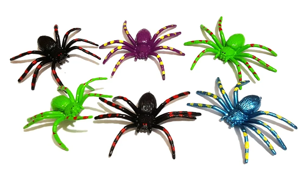 

100pcs Plastic Spider Horror Joke Halloween Parties Bugs Insect Pinata Novelty Party Favors gadget back to school giveaways gift
