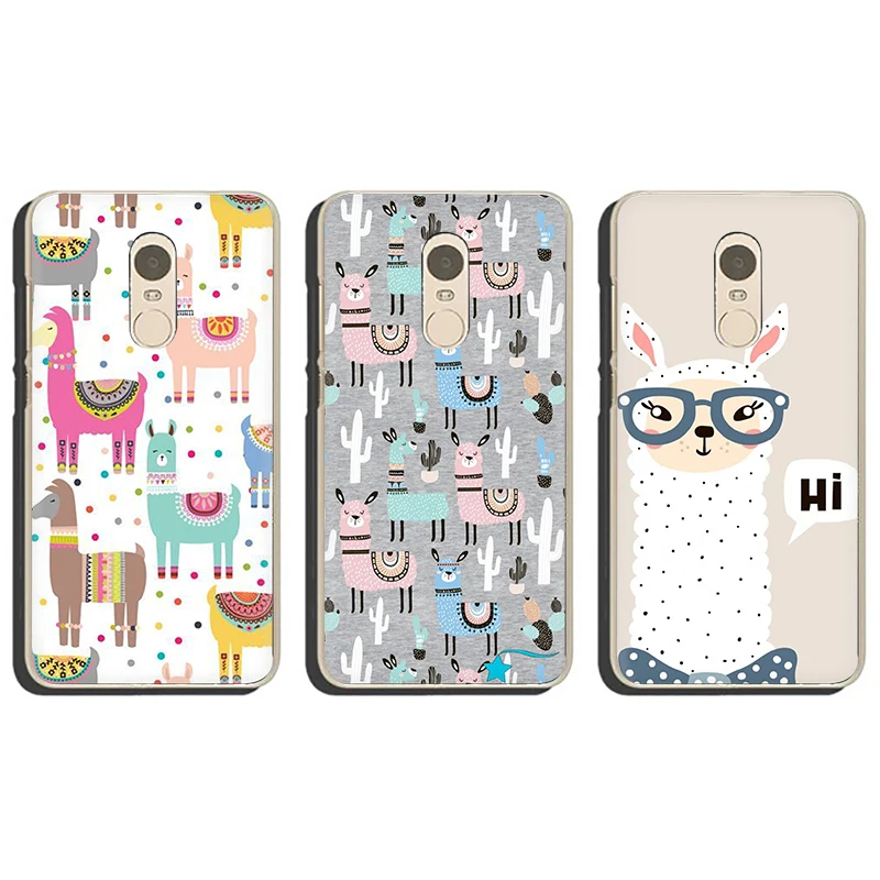 Жесткий чехол Kawaii с милыми ламами и альпаками для Xiaomi Redmi 5A 5 Plus 6A 6 Pro 7 GO Note 4 4X 8