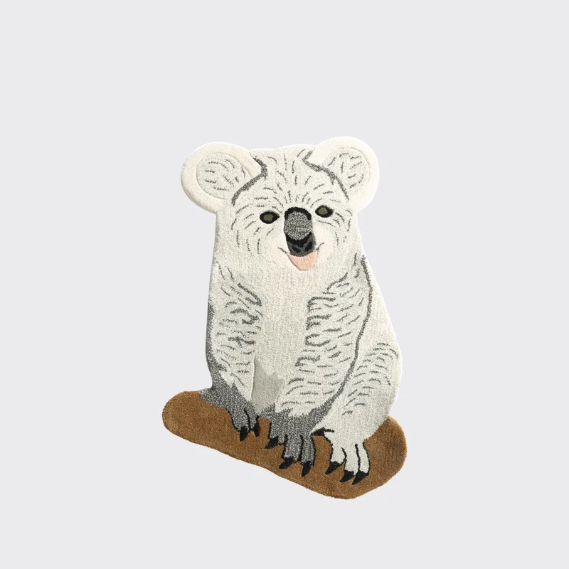 Koala Ковер в форме кошки, совы, зебры, зверя, в форме животного, коврик с изображением панды, коала, ковер, детская игровая комната, ковер, белый, черный, серый, противоскользящий ковер - Цвет: Koala