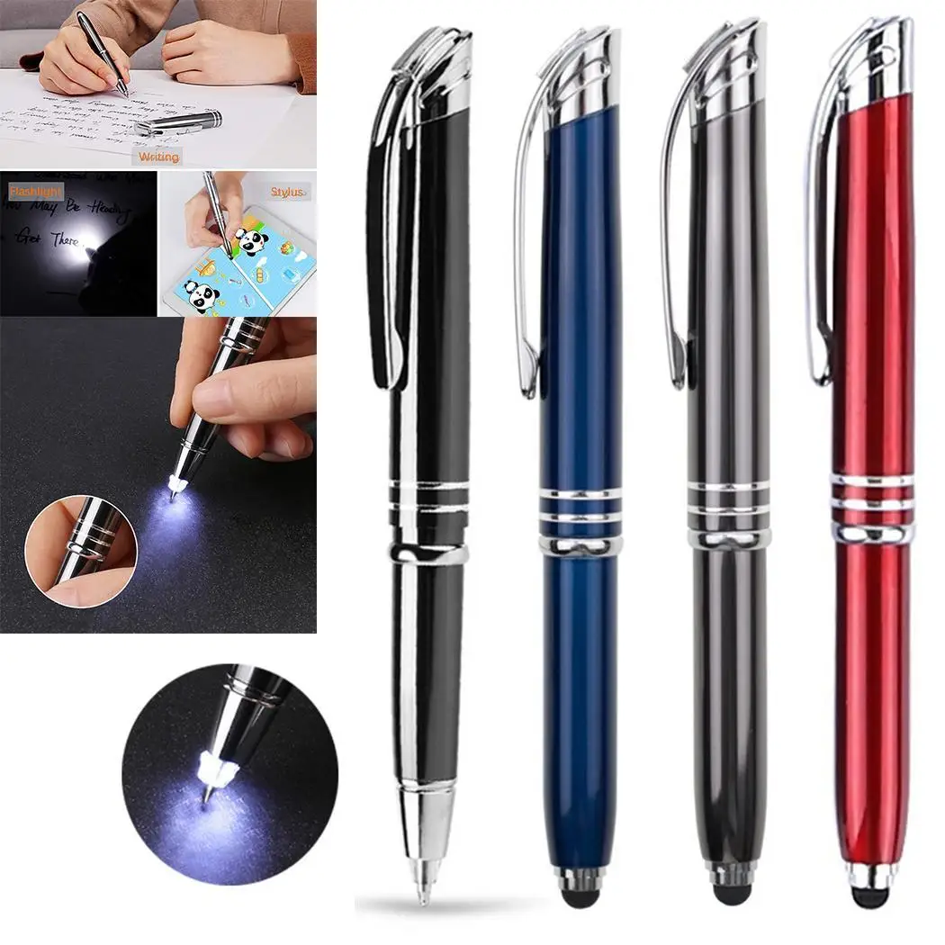3-in-1 Function Touch Stylus LED Flashlight 132mm Ball-point Red Gray Blue Black 21.5g Pen 12.5mm | Канцтовары для офиса и