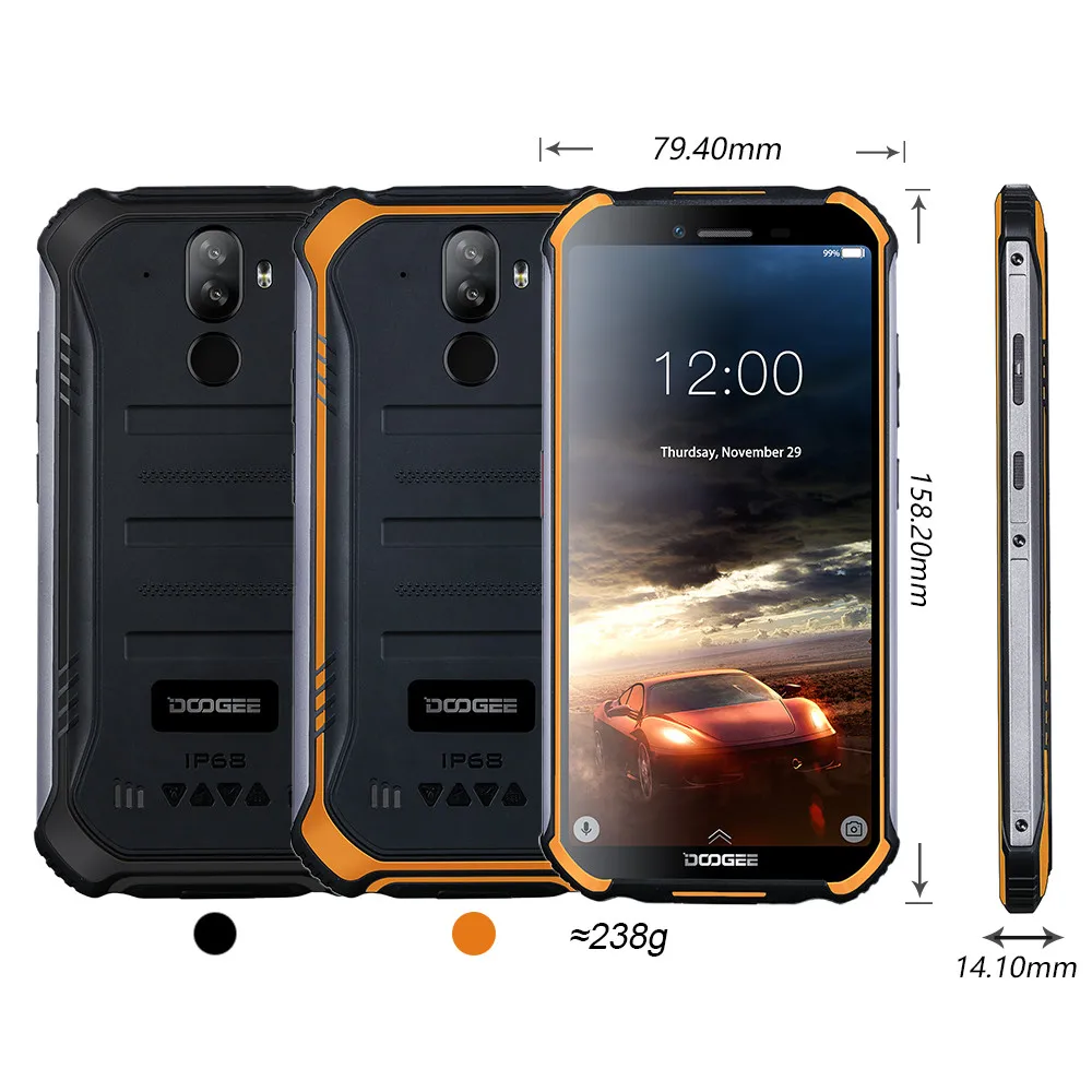 doogee s40 android 9 0 pie cell phone ip68 ip69k waterproof 5 5 4650mah face id fingerprint unlock 4g lte nfc smartphone free global shipping