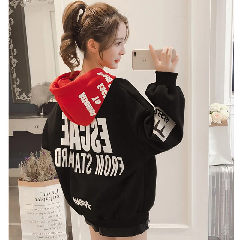 

Hoodies Women 2018 Women Fashion Sweatshirts Long Sleeve Hoodies Print Letter Female Tracksuits Sportswear Moletom Feminino 2XL