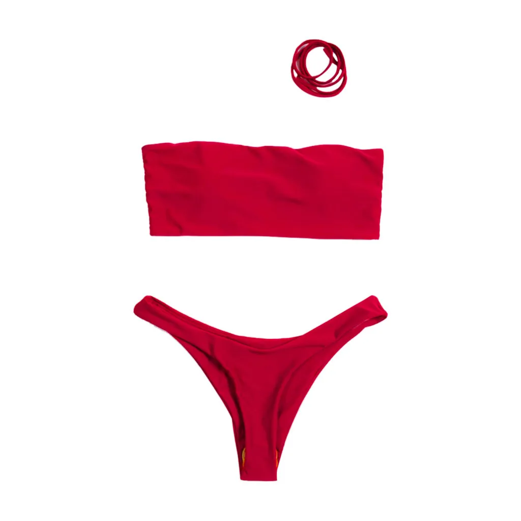 Womail Bandeau bikini set Swimwear female two pieces swimsuit High Waist Bikini Women Bathing Suit biquini W3052 | Женская одежда