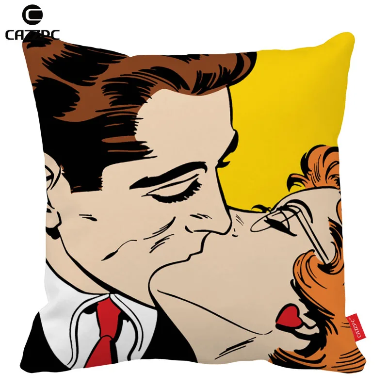 Наволочка для декоративной подушки "Красный поцелуй любви" в стиле ретро поп-арт с качественной печатью на заказ, украшение для дома.