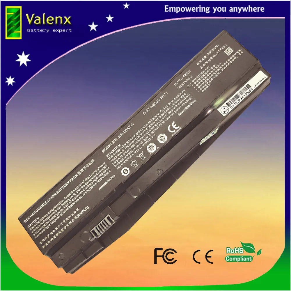 

62Wh 6-87-N850S-6U71 N850BAT-6 Battery for CLEVO N850HC N850HJ N870HC N870HJ1