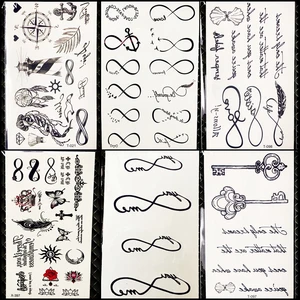 25 стилей черные бесконечные временные татуировки наклейки для женщин руки искусственные татуировки бесконечные мужские пальцы водостойкие татуировки маленькие пасты