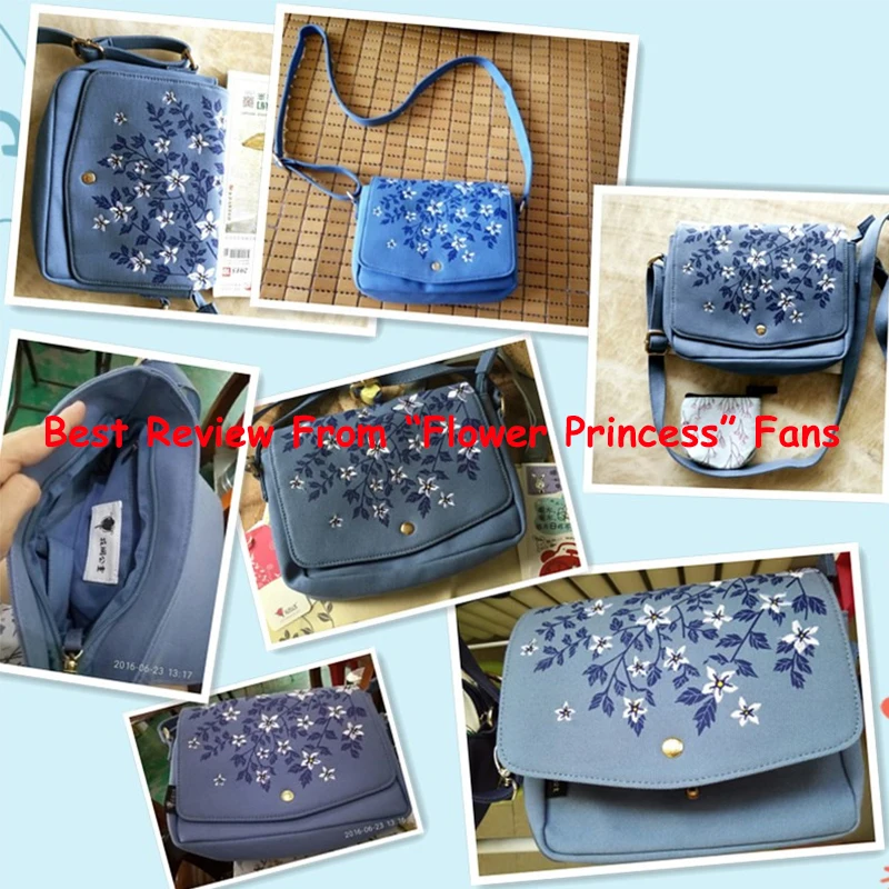 Брендовая сумка мессенджер с цветочной принцессой для девочек тканевая вышивкой
