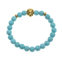 dropship gold lion head tiger eye bead buddha bracelet for men fashion male punk jewelry bracelets bangles