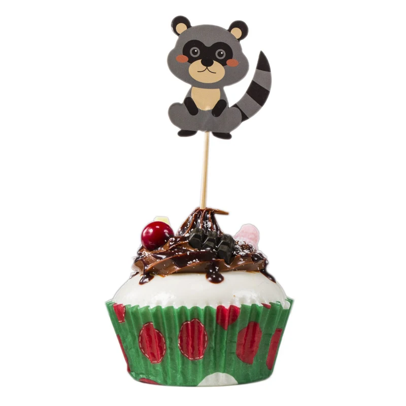 24 шт. сафари в джунглях капкейк вставка карточка животные торт топперы Детские