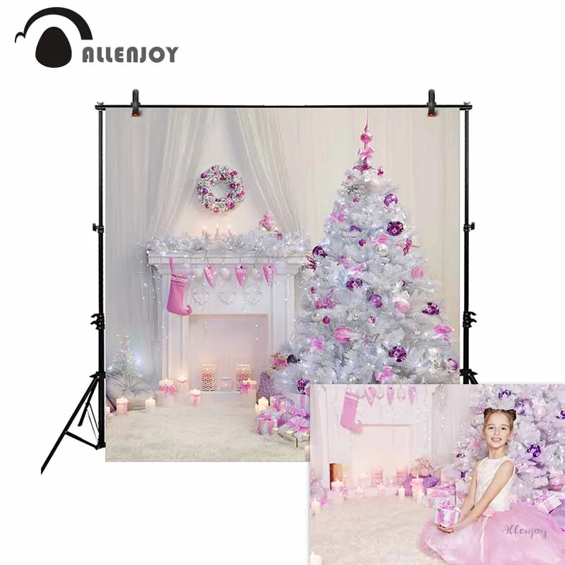 Allenjoy рождественские фотографии фоны дерево Фиолетовый Мечта камин девушка