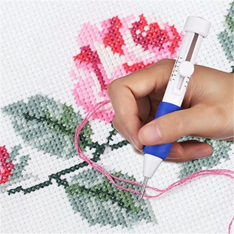 

Magic Embroidery Stitching Pen Punch Needle Set 2 Pcs Embroidered Patterns Punch Needle Kit Knitting Sewing Craft Tool With Case