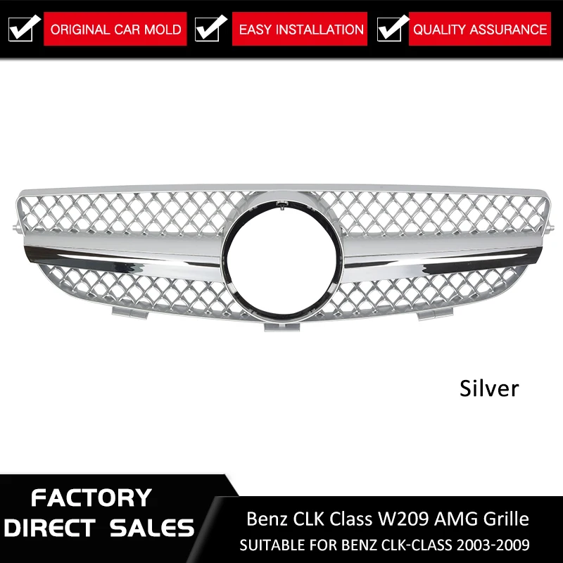 Автомобильная гоночная решетка для Mercedes Benz W209 Grill CLK 2003-2009 хромированная сетка радиатора переднего бампера нижняя модификация