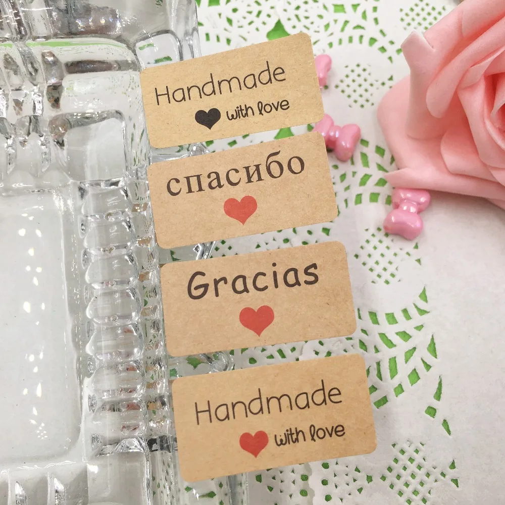500 шт крафт бумаги печать наклеек испанский спасибо конфеты/подарок