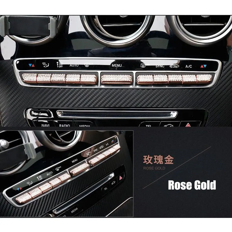 11pcs Diamond Style Center AC Buttons Cover Trim For Mercedes-Benz E Class W213 2017 &amp C W205 15-17 GLC X205 16-17 | Автомобили и