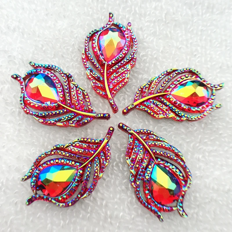 Шикарные 20 шт 20*38 мм милые AB лист и Феникс вниз rhinestononeflatback Кнопка кабошон Аппликации/Свадебные украшения Ремесло
