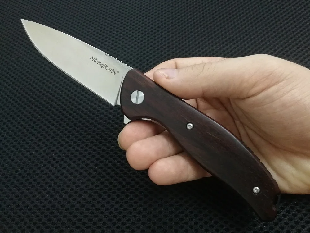 JohnnyJamie Speedball Mini F3 3,3" 100 г Тактический шарикоподшипник Флиппер складной нож D2 лезвие деревянная ручка тактический нож для повседневного использования s