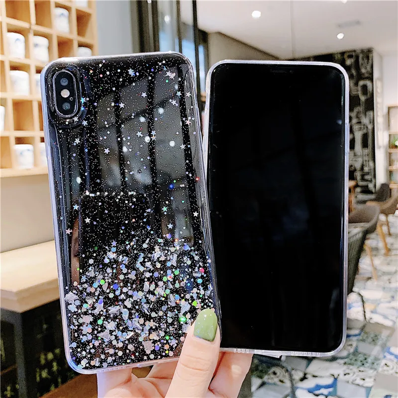FLYKYLIN чехол с блестками для iphone 6 S 7 8 Plus чехлы XS Max XR X задняя крышка серебряная