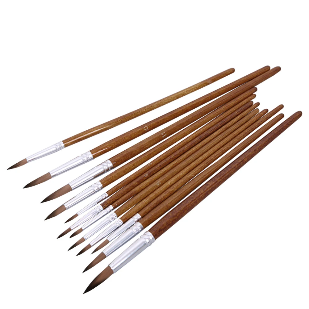 12 шт художественный Рисунок кисти нейлоновые волосы деревянные ручки острый