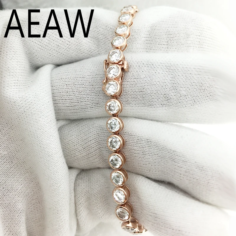 Женский браслет с бриллиантами AEAW Lovely 11ctw однотонный из белого золота 14Kt DF Moissanite