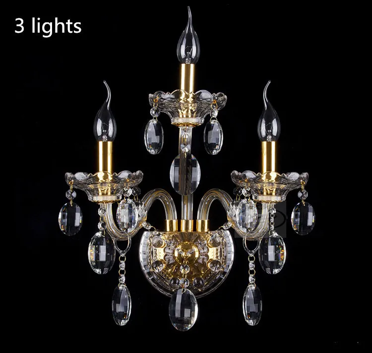 Hallway Gold led wall fixtures E14 Led candle light clear crystal lamp bedroom cristal luminaria bedside porch Sconce | Лампы и