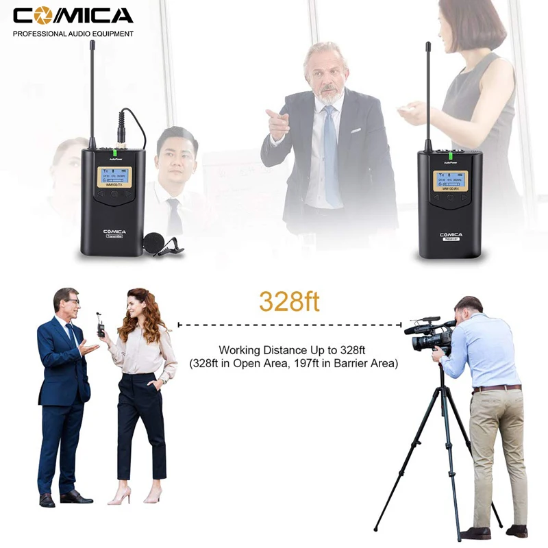 Comica CVM WM100 UHF 48 каналов Беспроводной петличный микрофон система для цифровой