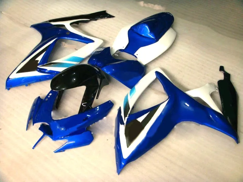 

Nn- Motorbike fairngs for suzuki gsxr 600 750 2006 2007 black blue white fairing kit gsxr750 06 07