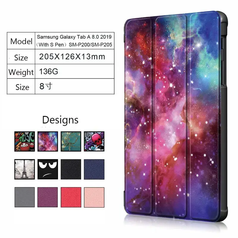 Складной чехол с подставкой для Samsung Galaxy Tab A 8 0 дюйма 2019 S-Pen Магнитный SM-P200 |