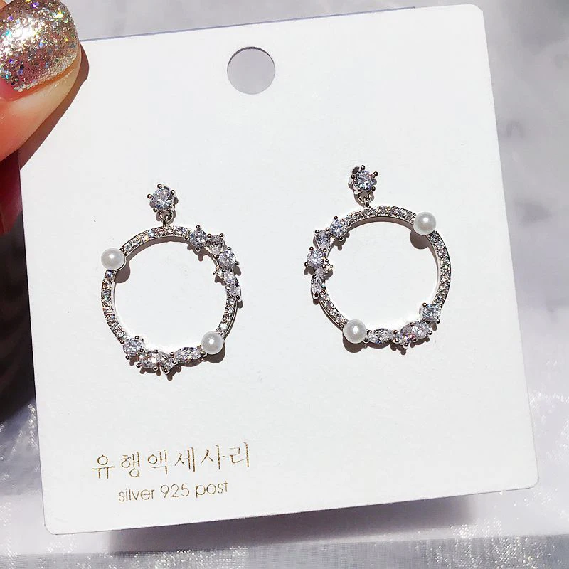 Высококачественные большие круглые серьги с подвеской сияющий кубический