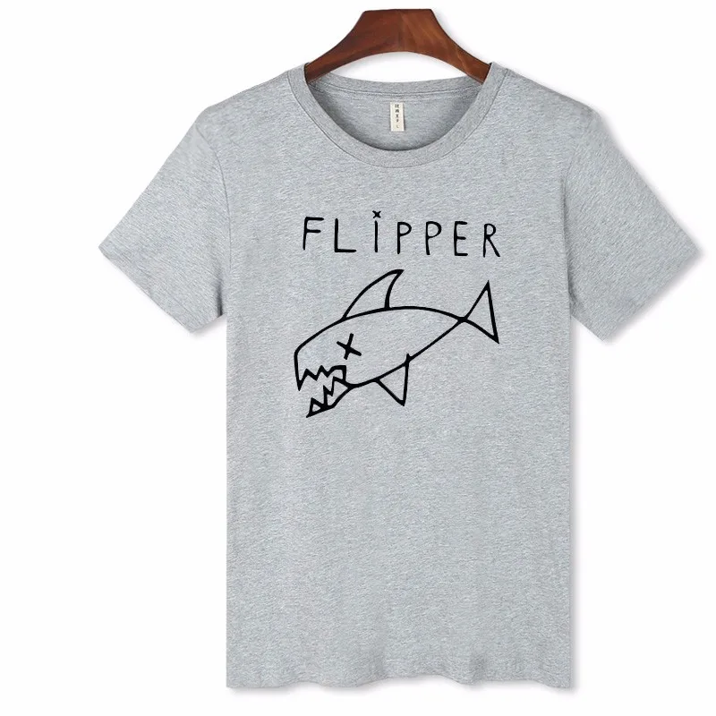 Flipper рыбы короткий рукав Повседневное хлопковая Футболка Для мужчин Акула