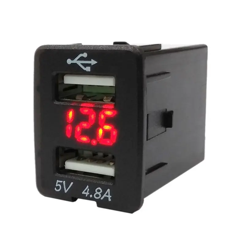 12V Dual USB Автомобильное зарядное устройство светодиодный вольтметр 4.8A адаптер питания для Nissan Smart Phone