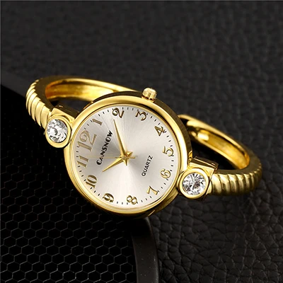 Golden White Роскошные золотые женские часы из нержавеющей стали, модные женские часы-браслет с кристаллами, женские часы, женские часы, Reloj Mujer - Цвет: Golden White