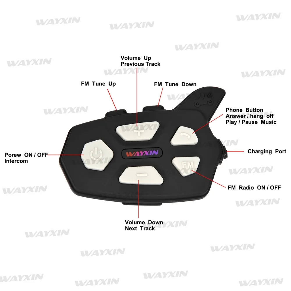 Bluetooth Интерком WAYXIN R5 для мотоцикла 1000 м 2 шт.|intercom 1000m|moto bluetoothmotorcycle bluetooth |
