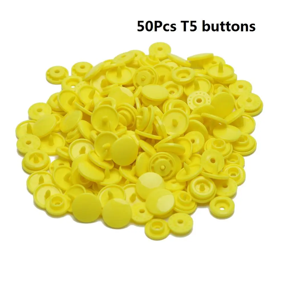 50Pcs T5 buttons Крепежные плоскогубцы, кнопка KAM T5, пластиковая смола, пресс-шпилька, тканевая кнопка, u-образный пресс, швейные инструменты - Цвет: 50Pcs T5 buttons
