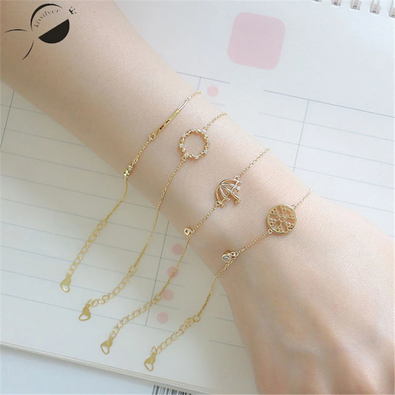 

Gold Color 925 Sterling Silver Bangles&Bracelets Women Bracelets Jewelry New Fashion Elegant Small Silver Female Bracelet