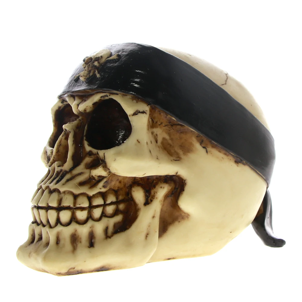 1Piece Collectible Skull With Headband Handpainted Resin Statue Gang Bikers Sports Desk Decoration | Дом и сад