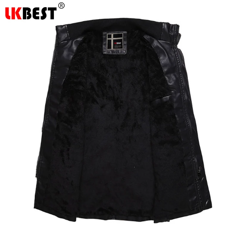 Мужская кожаная куртка LKBEST зимняя повседневная из искусственной кожи с