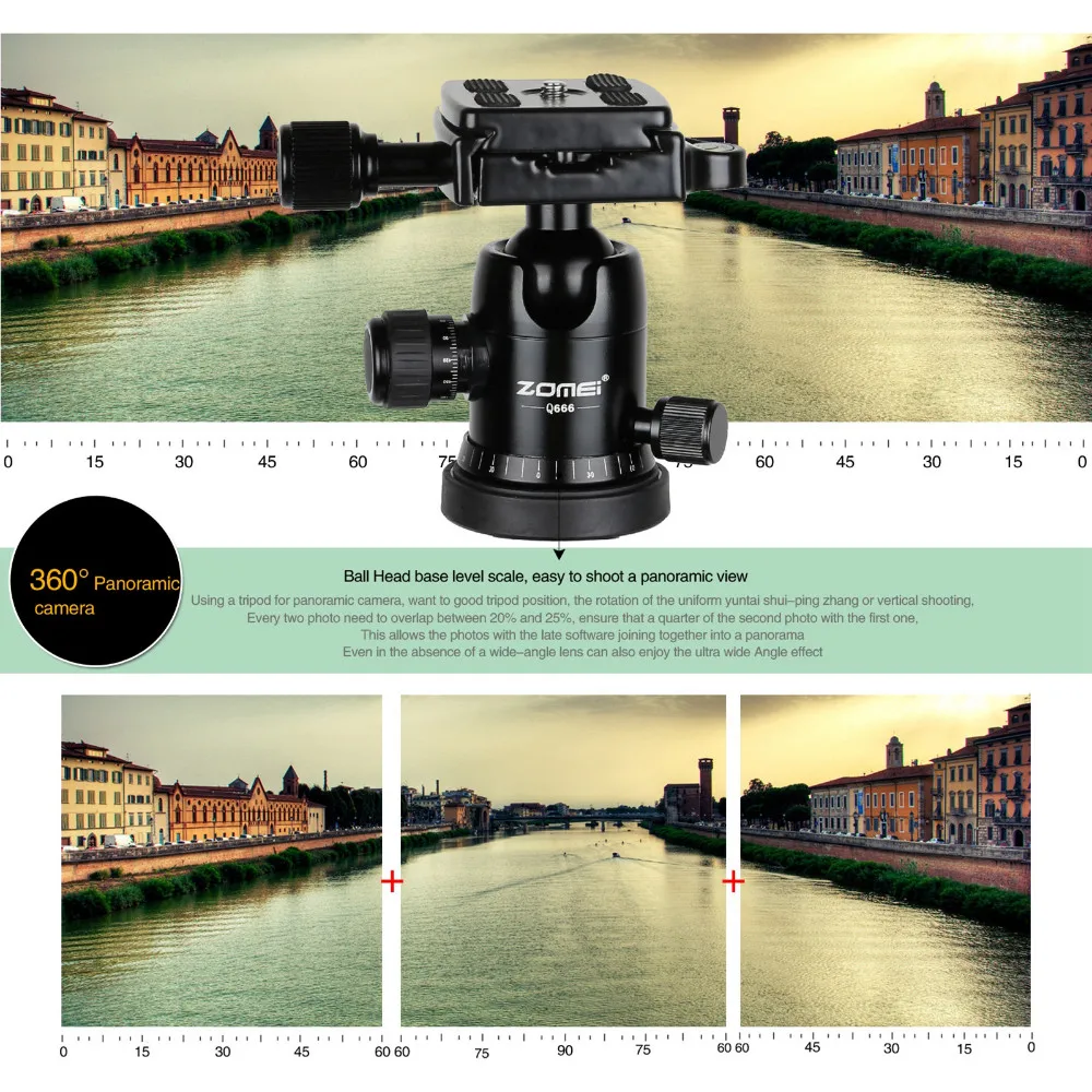 Original ZOMEI Portable Q666 Professional Travel Camera Tripod Monopod Aluminum Ball Head Compact for Digital SLR DSLR | Электроника
