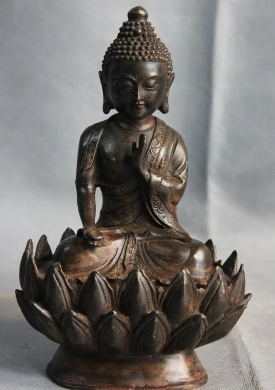 

fast shipping USPS to USA S3176 Tibet Buddhism Temple Copper Bronze Sitting on a lotus Tathagata Buddha Statue