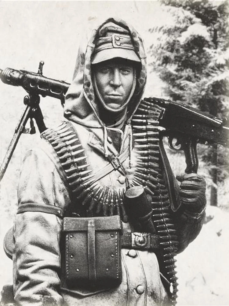 1/16 фигурка солдата из смолы, модель 120 мм, пулеметчик, военный 113