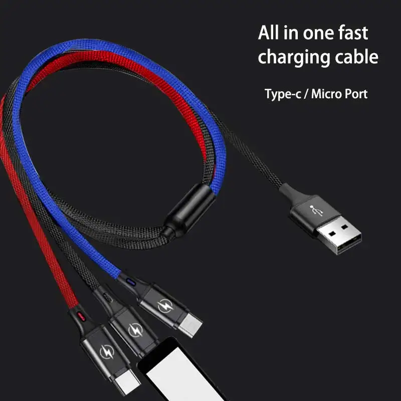 Новый зарядный usb кабель для samsung huawei type c быстрой зарядки xiaomi oneplus 3 в 1 micro oppo nokia