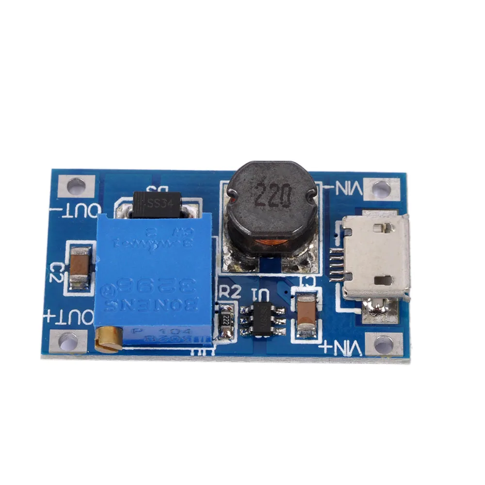 5 шт. MT3608 DC-DC регулируемый Повышающий Модуль 2A Повышающий Модуль с MICRO USB 2 V-24 V 5V 9V 12V 28V LM2577# Hbm0224