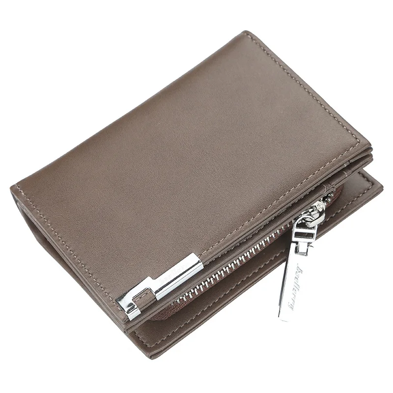 light brown Мужские кошельки baellerry, короткий дизайн, Бизнес Стиль, на молнии, держатель для карт, мужской кожаный кошелек, Одноцветный карман для монет, высокое качество, мужской кошелек - Цвет: light brown